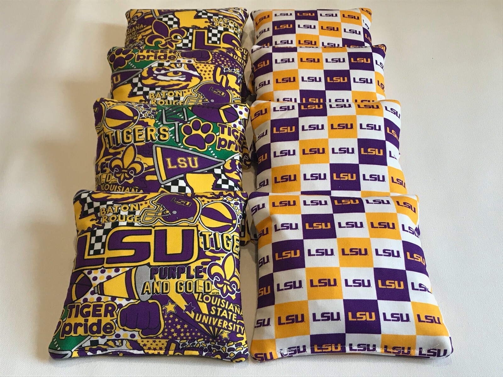 LOUISIANA STATE U BEAN BAG TOSS GAME CORNHOLE BAGS LSU TIGERS 8 CORN