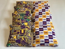 LOUISIANA STATE U BEAN BAG TOSS GAME CORNHOLE BAGS LSU TIGERS 8 CORN HOLE BAGS 
