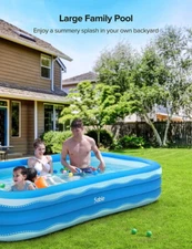 Sable HF071 long Inflatable Pool 118" x 72" x 22" Swimming Rectangular Pool WB15