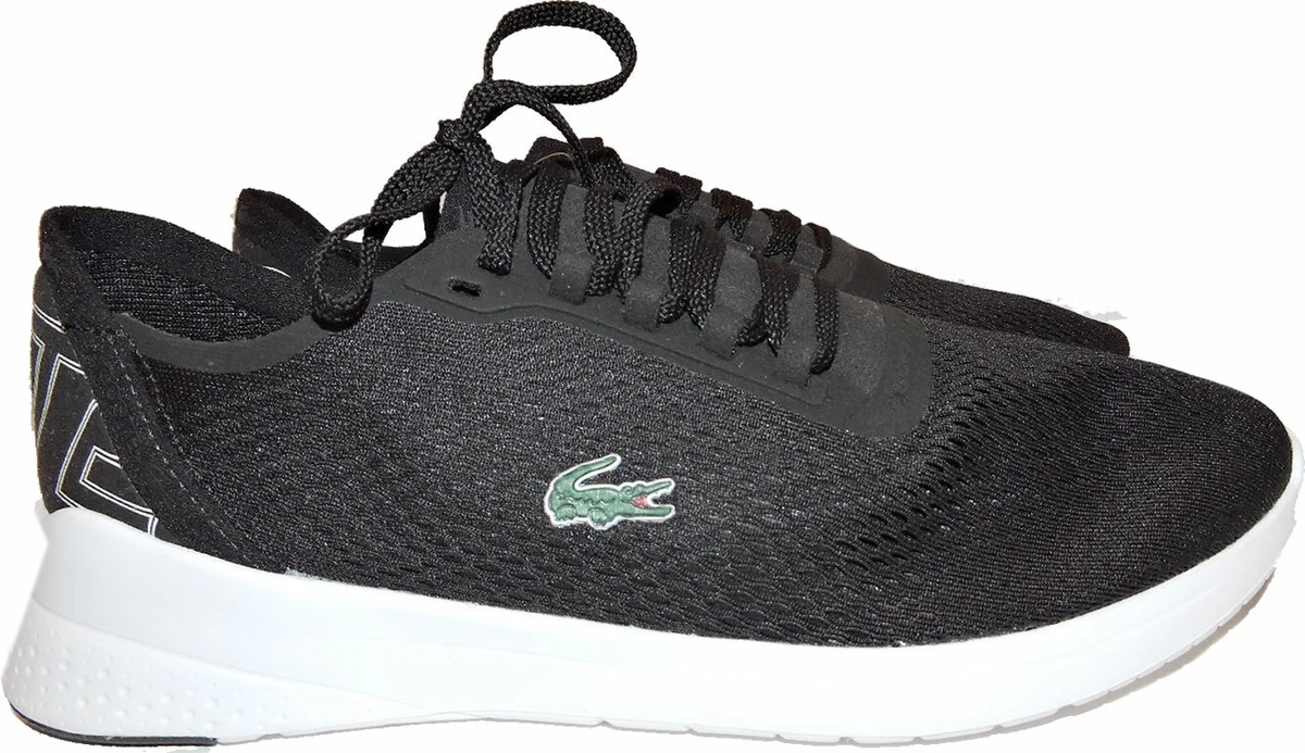 Lacoste LT Textile Trainer Sneakers Black Logo Athletic Shoes 41- 8.5 Black eBay