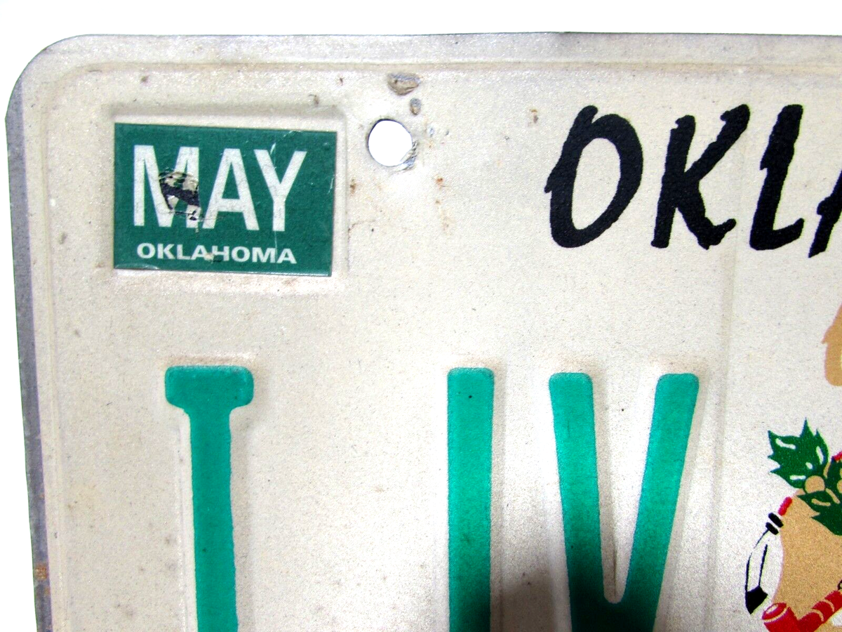 Vintage Oklahoma Native Shield 1990 Car Truck License Plate IJV