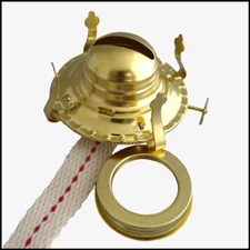 #2 BRASS PLATED OIL LAMP BURNER, WICK & SCREW ON COLLAR fits OLD #2 OIL LAMPS