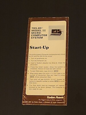 Vintage 1981 TRS 80 Model III Double Density Micro Computer manual ephemera Tech