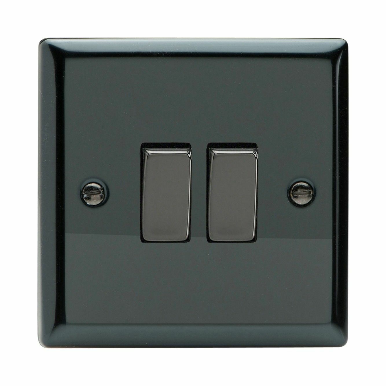 Varilight XI77D Iridium Black 2 Gang Intermediate Rocker Switch Metal Rockers
