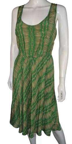 Green Geo Silk Dress Twelfth Street Cynthia Vincent Barneys New York Sz M - Picture 8 of 8