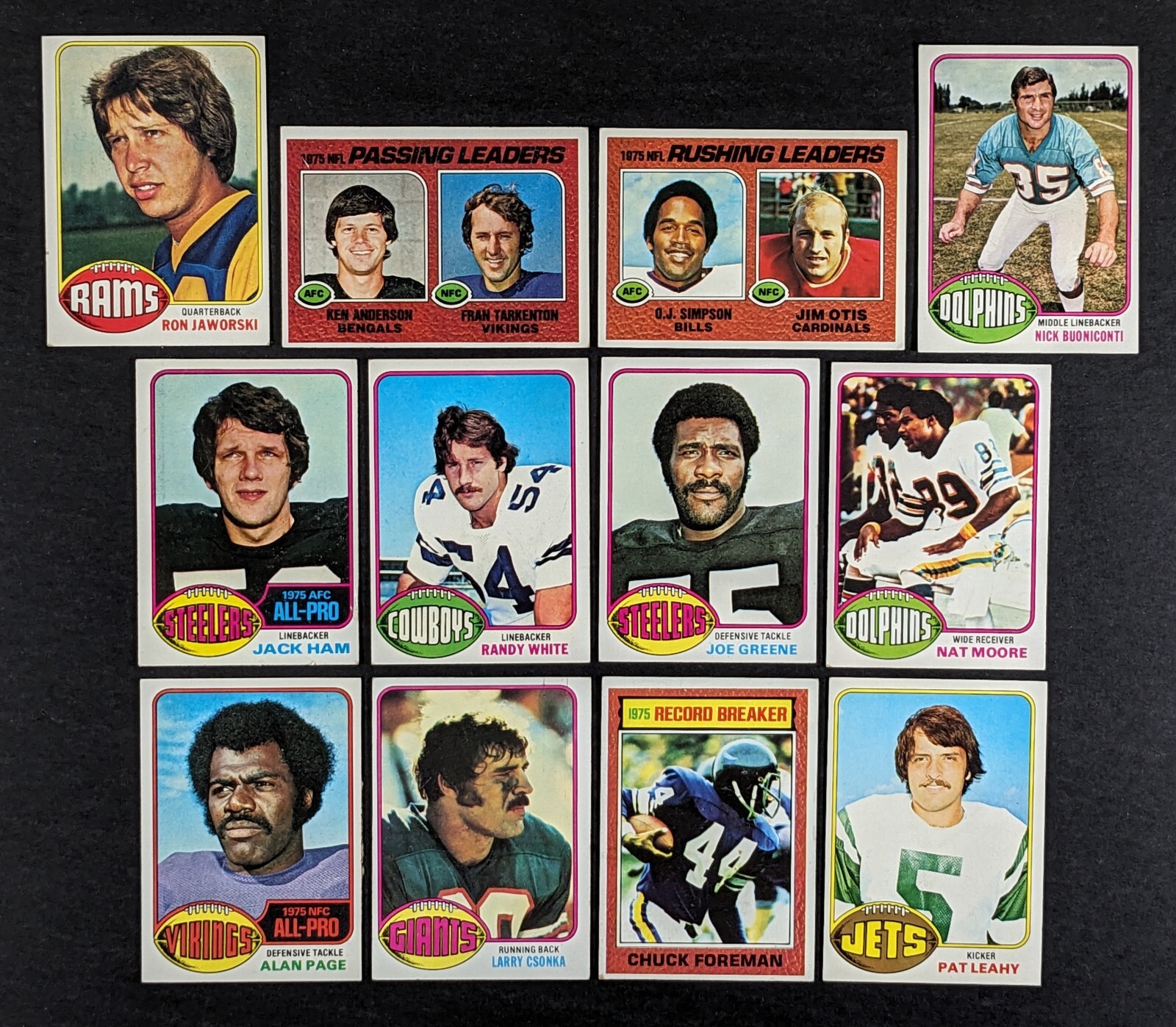 1976 Topps Football Starter Set 12 Cards Alan Page Larry Csonka Randy White