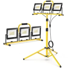 21000LM LED Work Lights with Stand: 3 Head Portable Work Light with 16.5FT Cord
