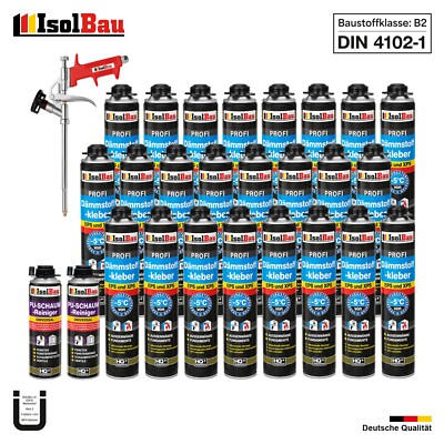 Dämmstoffkleber EPS XPS Klebeschaum 24 x 750ml + 2 x PU-Reiniger + Schaumpistole