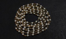 3 Feet Pearl Round Smooth 4-4.5mm Rosary Beaded Chain Gold Plated Wire Beads