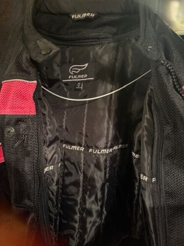 Fulmer Ladies Motorcycle Jacket Armor Pink Black Padded with PVC. - Picture 3 of 9