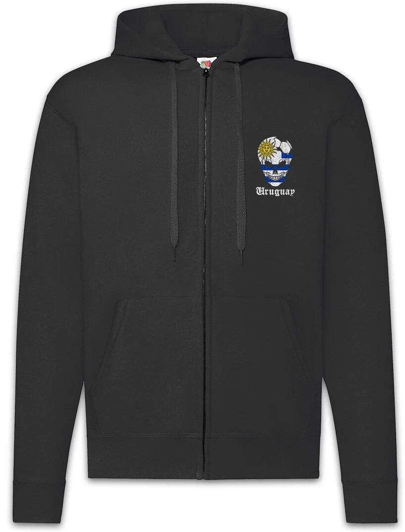 Uruguay Football Skull I Zipper Hoodie uruguayan Soccer Flag World Championship