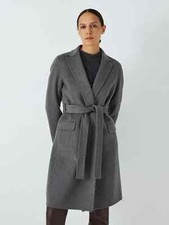 Theory Cashmere Blend Belted Coat, Charcoal, L ,italian Design Gift Rrp £710