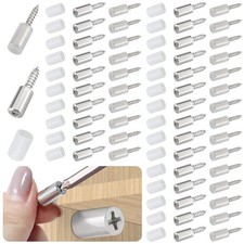 50 Pcs Self Tapping Screws Cabinet Laminate Support, Shelf 50 Pack, White