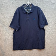Tommy Bahama Polo Shirt Mens XL Navy Emfielder Supima Cotton Blend Pique Rugby