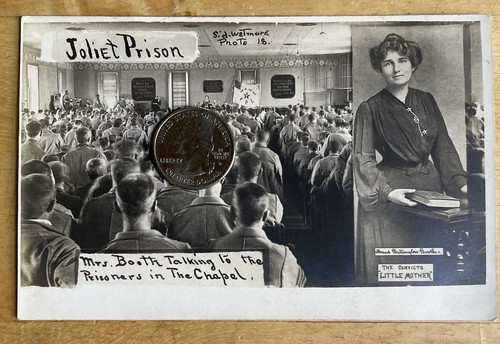 Sid Wetmore RPPC Maude Booth Preaching To Prisoners In Chapel At Joliet Prison