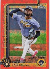 Freddy Peralta 2025 Topps Chrome Logofractor Edition #95 Orange Refractors #/25