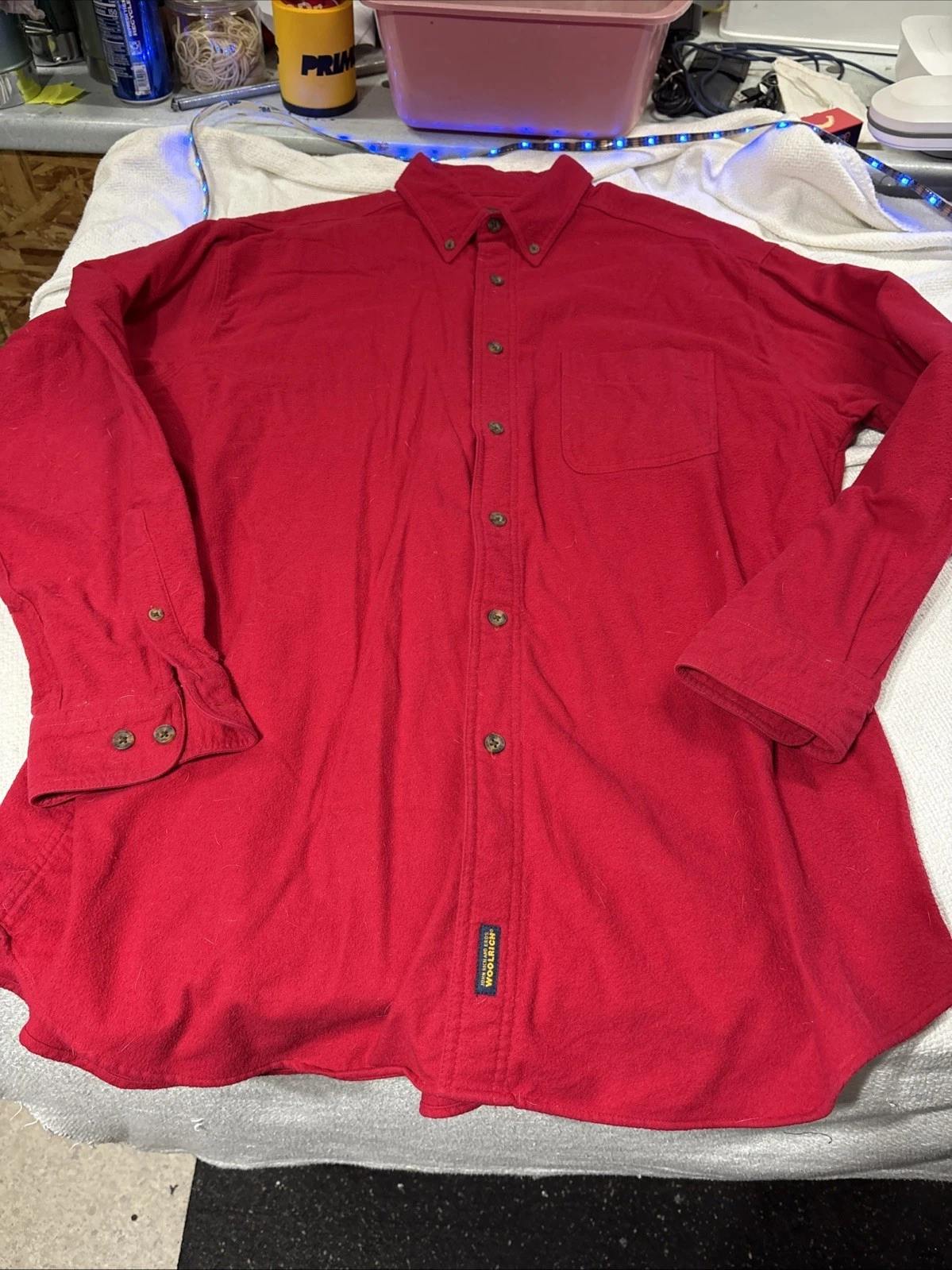 Woolrich Men’s size XL red Button Down Flannel shirt 6430 EUC