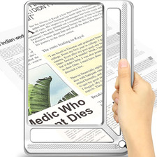 5X Full Page Magnifying Glass for Reading, Lightweight Rectangular Magnifier Pro