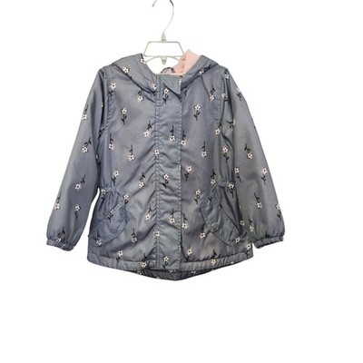 Carters Girls 5T Hooded Floral Print Jacket With Pockets & Zipper Closure Rack