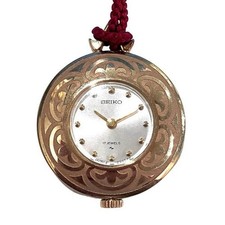 Seiko Hand Wind 17J Pocket Watch Ladies Vintage Gold SS 26mm wrist 3cm