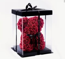 Rosen Teddy Bär Geschenkbox | 25cm Bär mit 200 Rosen | Ewige Rose Deko Liebe NEU