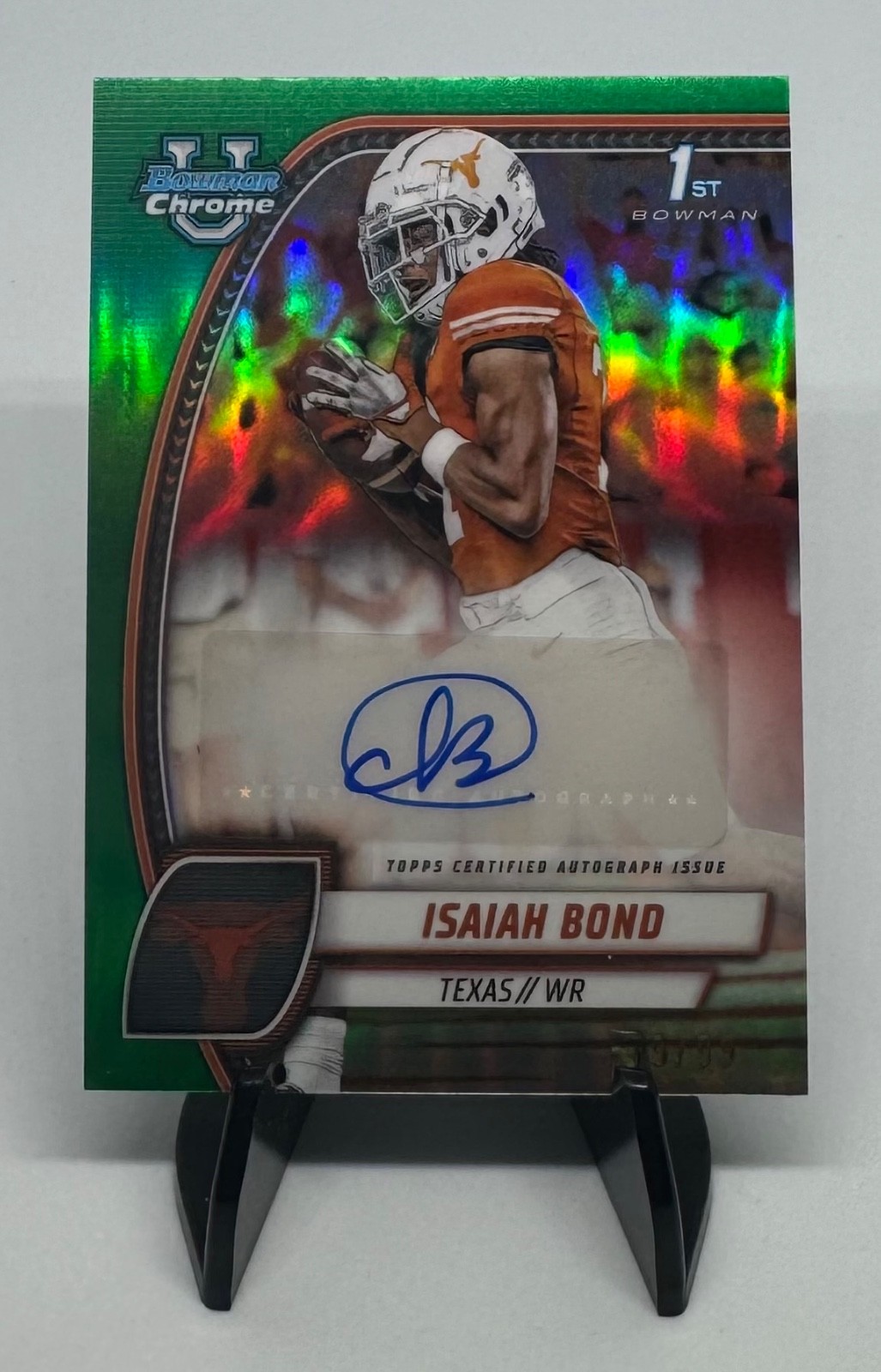 2024 Bowman University Chrome Isaiah Bond #60 1st Green Refractor Auto /99