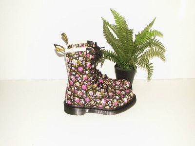 Dr. Martens 1490 Simone Floral Leder Stiefel 10 Ösen UK 4 EU 37 US 6 (1224)