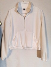Women's SHEIN Pullover White Short 1/2 Zipper Sweatshirt Size LG