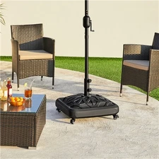 37L Capacity Fillable Rolling Patio Umbrella Base Stand for Umbrella Black, Used