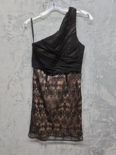 Minuet Womens Cocktail Dress Size S Black One Shoulder Lace Party Prom New
