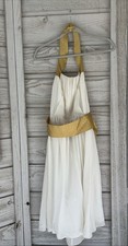 Arden B SILK Pleated Mini Dress Strap Dress Womens Size L Gold Sleeveless NEW