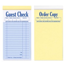 50Sets Guest Check Pads 2-Part Carbonless 3.5" x 6.75" Server Note Pads