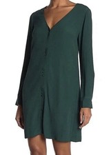 Madewell Novel Dress Long Sleeve Button Front in Green Smoky Spruce Size S
