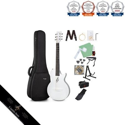 ENYA NOVA GO Akustikgitarre Einsteigerset weiß Kohlefaser leicht schlank