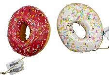 Kurt Adler sweet scoops pink white sprinkle donut ornaments set of 2 READ NEW