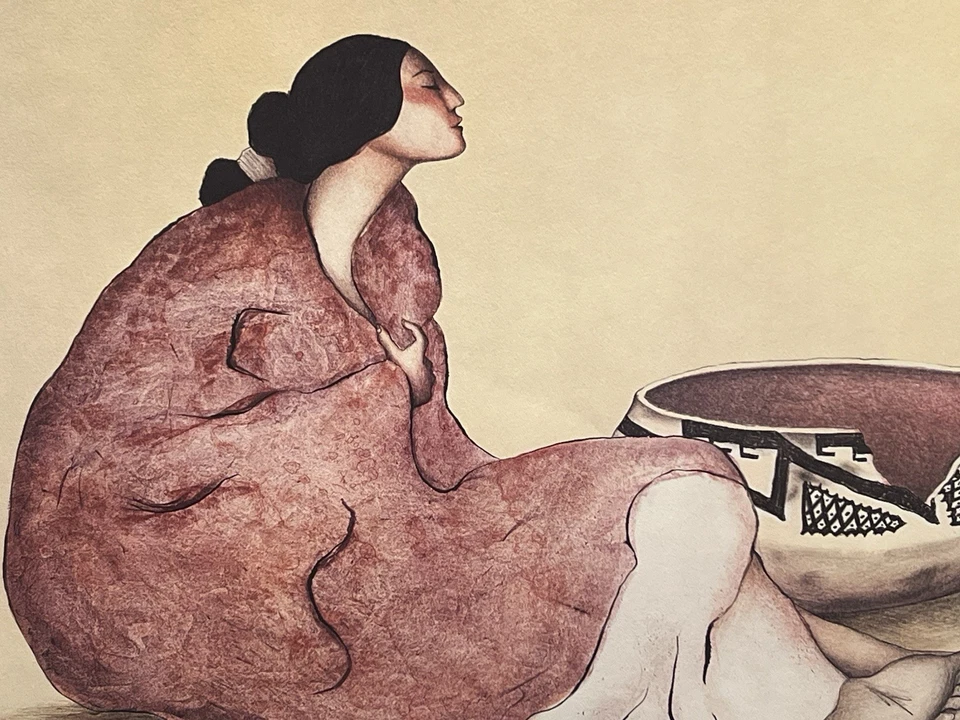 Póster R C Gorman "Tonto Bowl" auténtico póster de galería vintage como nuevo Foto 4 de 4