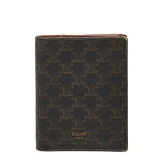 Celine Triomphe Compact Wallet, Bifold Brown and Black Leather, Wo... GZl1fo4g