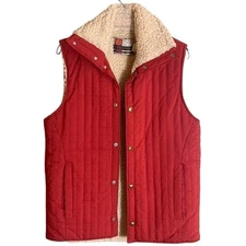 VTG Citation Sherpa Quilted Lined Snap Closure Rust Vest Pockets Outdoor XS
