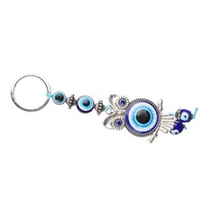 Blue Evil Eye Owl Keychain Key Ring Decor Turkish Glass Amulet Charm Pendant