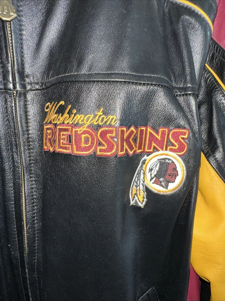 Chaqueta cosida de cuero real vintage de los Washington Redskins G3 III talla XL de la NFL Foto 3 de 4