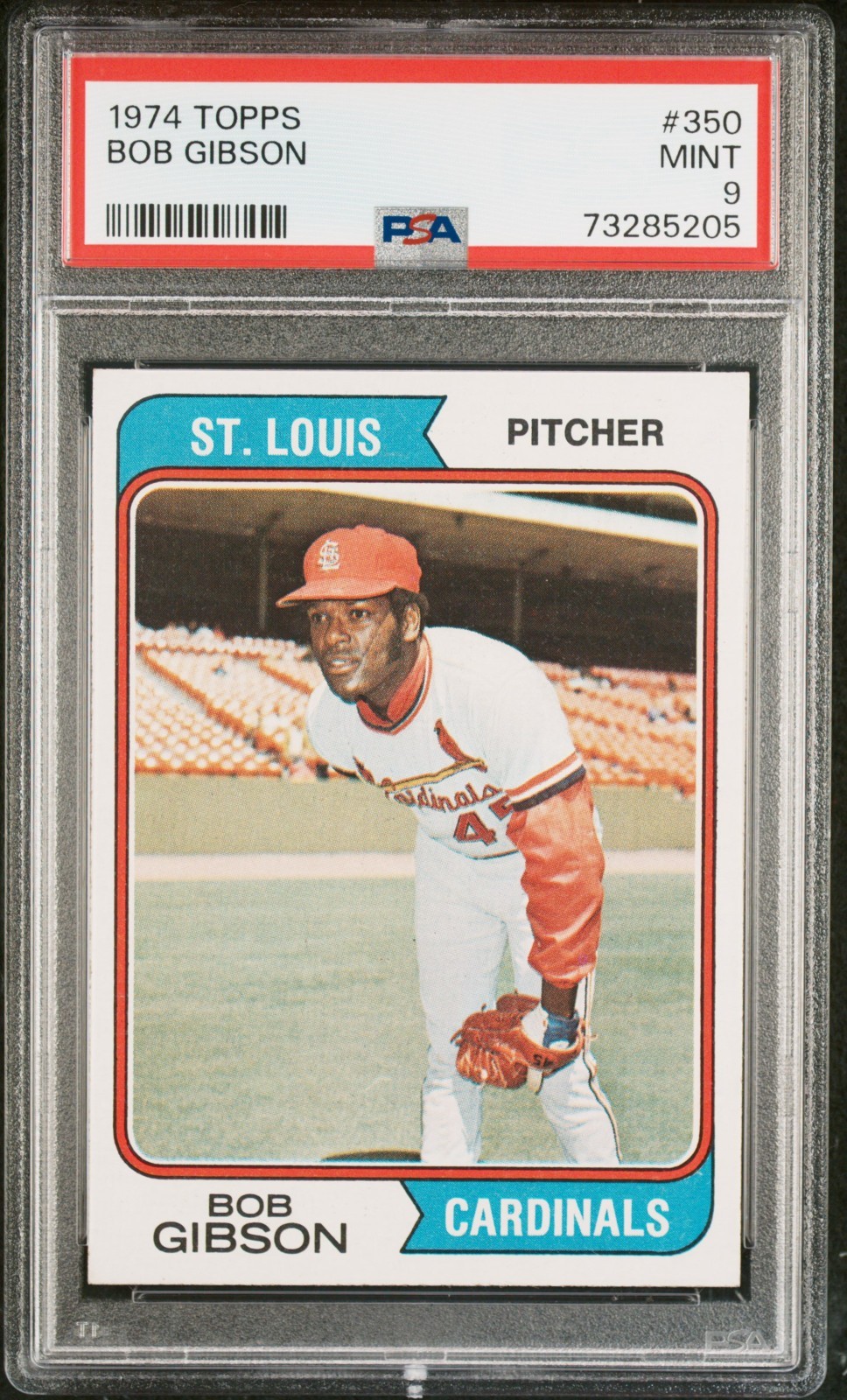 1974 Topps Baseball Card #350 Bob Gibson HOF St. Louis Cardinals PSA 9 Mint