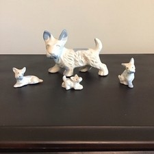 Vintage Ceramic Scottish Terrier Scottie Dog Figurines Made In Japan