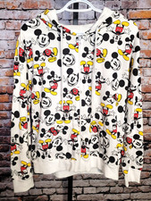 Vintage Y2K Disney Mickey Mouse All Over Print Full Zip Hoodie Kids L 11-13