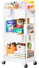 Baby Diaper Caddy Cart, 3 Tier Rolling Diaper Cart with Lockable Wheels for N...