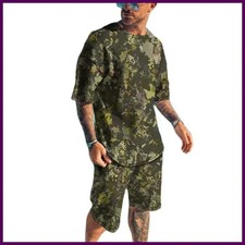 Mens Summer Short Sleeve T-Shirts and Shorts Sweatsuit Set Outfit 2-Piece Set