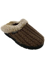 isotoner Women's Cable Knit Slip-On Clog Slippers Walnut