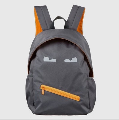 ZIPIT Grillz Backpack Gray & Orange Reflective Eyes For Travel /School  NWT