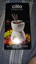 Chocolate Fondue Set Cilio Porcelain White New