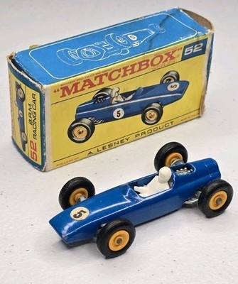 Lesney Matchbox 52 BRM Racing Car Blue W/ Original Box Vintage England 