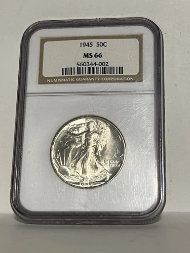 1945 WALKING LIBERTY HALF DOLLAR NGC MS 66 BEAUTIFUL LUSTROUS CLEAN WHITE SATIN